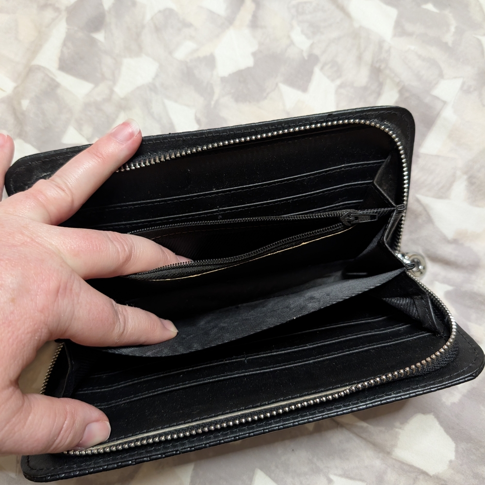 Textured Black Zip-Around Wallet - Picture 2 of 2